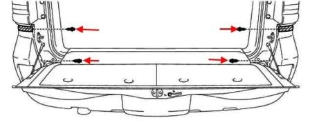 Schéma de montage du pare-chocs arrière Lexus LX (après 2007)
