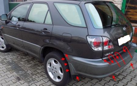points de fixation du pare-chocs arrière Lexus RX (1997-2003)