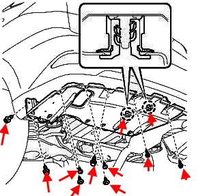 Diagrama de montaje del parachoques trasero del Lexus RX (desde 2008)