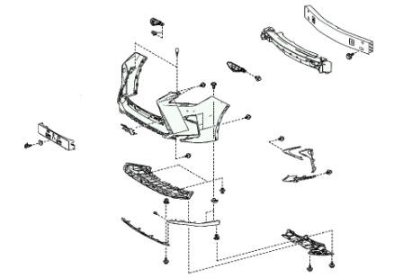 Montageplan für die vordere Stoßstange des Lexus RX (seit 2015)