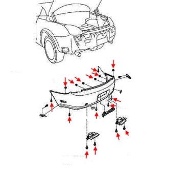 Montageplan für die hintere Stoßstange des Lexus SC 