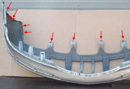 points de fixation du pare-chocs avant Lincoln Continental (1995-2002)