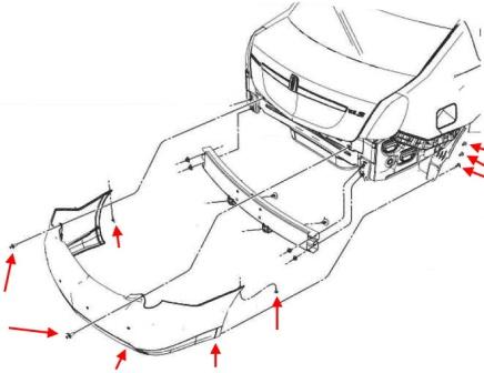 Diagrama de montaje del parachoques trasero Lincoln MKS