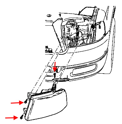 Front bumper mounting diagram for Lincoln Mark LT (2006-2008)