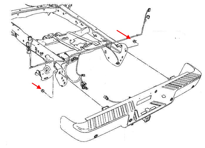 Diagrama de montaje del parachoques trasero Lincoln Mark LT (2006-2008)