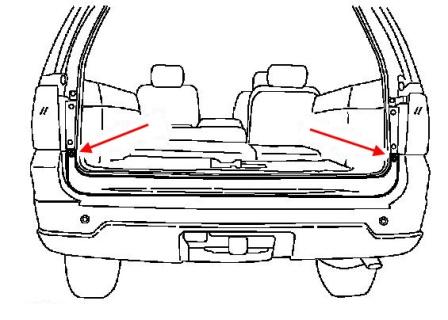 Rear bumper mounting diagram for Lincoln Navigator (2003-2006)
