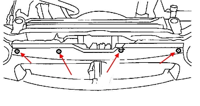 Schema di montaggio del paraurti anteriore Mercury Villager