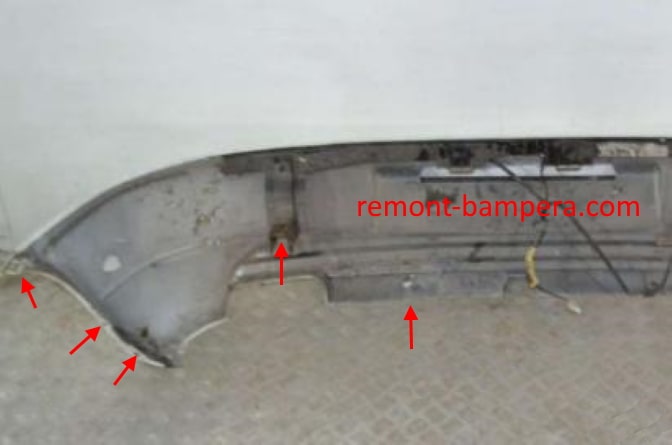 места крепления заднего бампера Mitsubishi Colt V CJ (1995-2003)