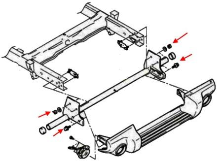 Schema montaggio paraurti posteriore Mitsubishi L200 (Triton / Warrior)