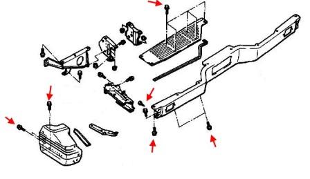Schéma de montage du pare-chocs arrière Mitsubishi Pajero (Montero) 2 (1990-2000)