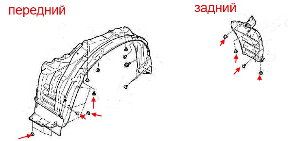Montageschema für Mitsubishi RVR-Radlaufbuchsen (nach 2010)