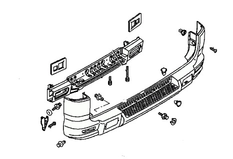 Diagrama de montaje del parachoques trasero Mitsubishi SPACE GEAR (L400)