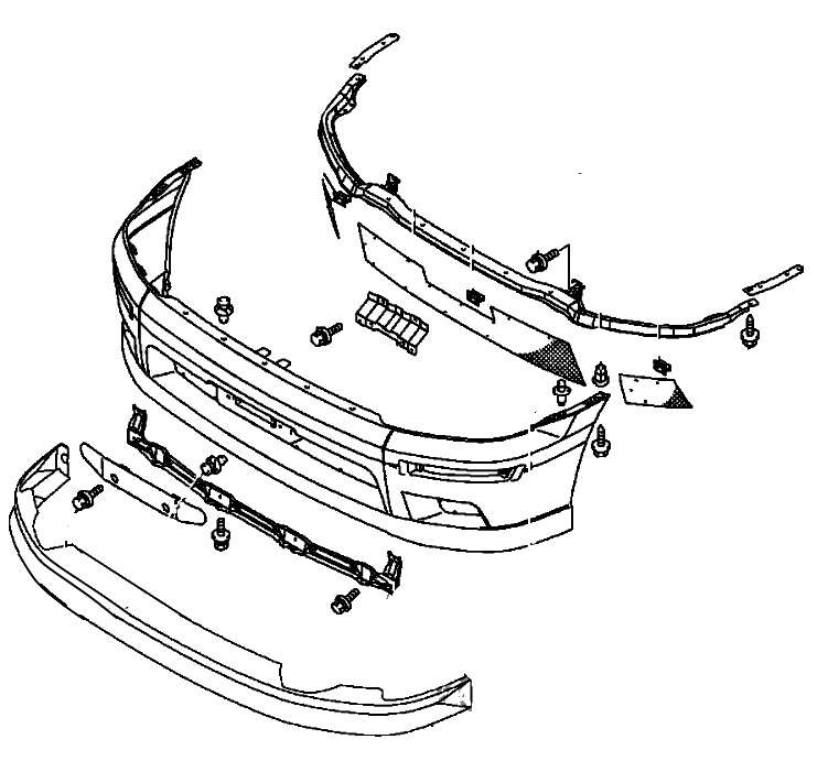 Diagrama de montaje del parachoques delantero Mitsubishi Space Runner