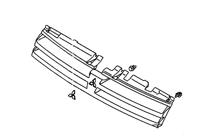 scheme of fastening of the radiator grille of the Mitsubishi Space Runner