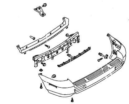 Diagrama de montaje del parachoques trasero Mitsubishi Space Wagon 