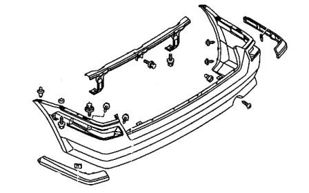Diagrama de montaje del parachoques trasero Mitsubishi Space Wagon 