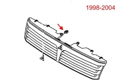 scheme of fastening of the radiator grille of the Mitsubishi Space Wagon