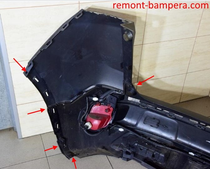 места крепления заднего бампера Peugeot 3008 II (2016-2023)