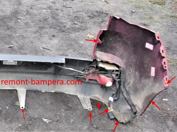 rear bumper attachment points Peugeot 3008 I (2008-2016)