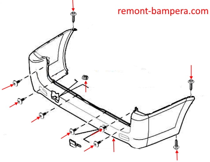 Mounting scheme rear bumper Peugeot Expert II (2006-2016)