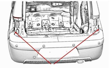 the scheme of fastening of the rear bumper Peugeot 1007