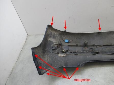 the attachment of the rear bumper Peugeot 207