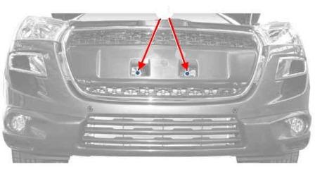 the scheme of fastening of the front bumper of the Peugeot 4008