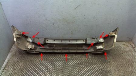 the attachment of the front bumper Peugeot 405