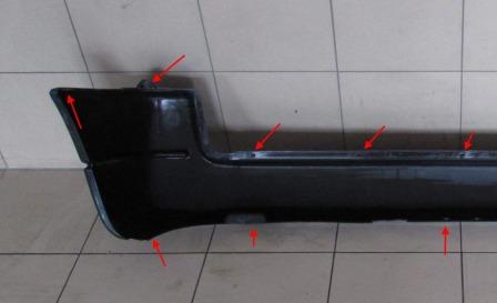 the attachment of the rear bumper Peugeot Partner (1996-2002)