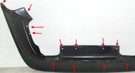 the attachment of the rear bumper Pontiac Bonneville (1992-1999)