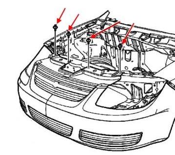 Pontiac G5 diagrama de montaje del parachoques delantero