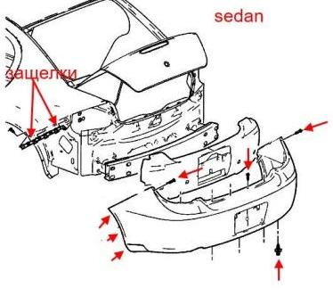 Montageplan für die hintere Stoßstange des Pontiac G5