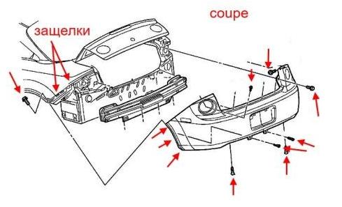 Схема крепления заднего бампера Pontiac G5