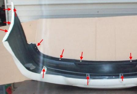 mounting points for the rear bumper of Pontiac Grand Am (1999-2005)