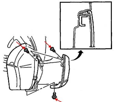 Pontiac GTO Diagrama de montaje del parachoques trasero