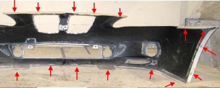 front bumper mounting points for Pontiac Grand Prix (2003-2009)