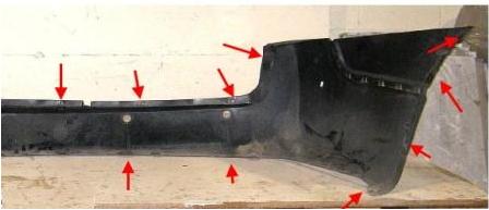 mounting points for the rear bumper of the Pontiac Montana (2005-2009)