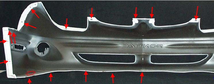 mounting points for the Pontiac Sunfire front bumper