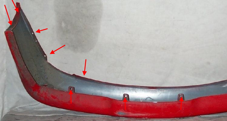 mounting points for the Pontiac Sunfire rear bumper