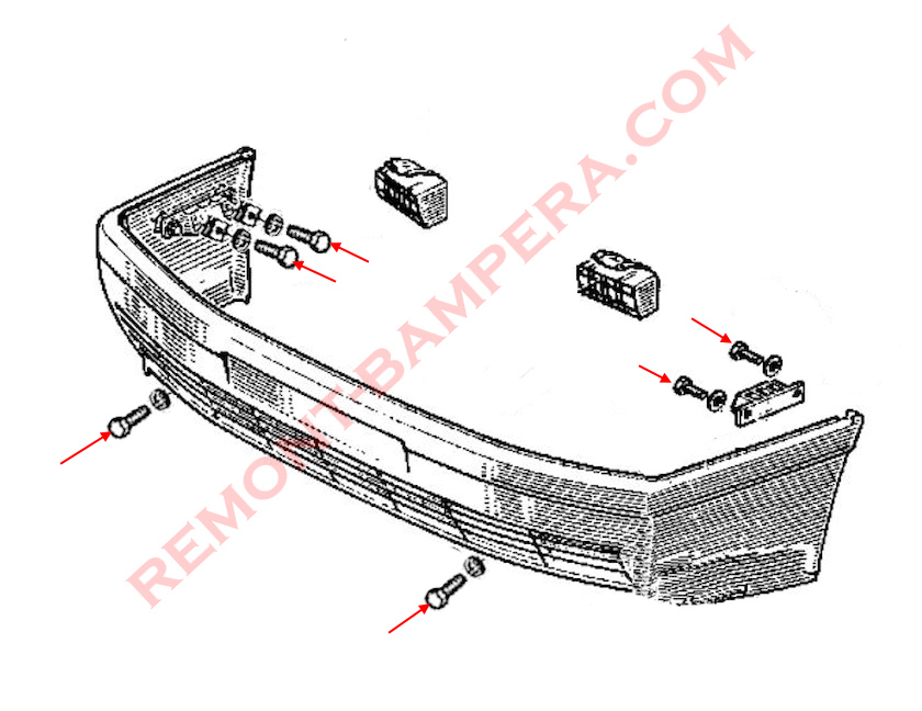 Renault 25 – Montagediagramm für die vordere Stoßstange