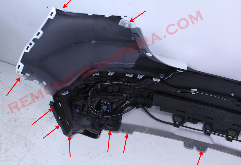 punti di montaggio del paraurti posteriore Renault Captur II