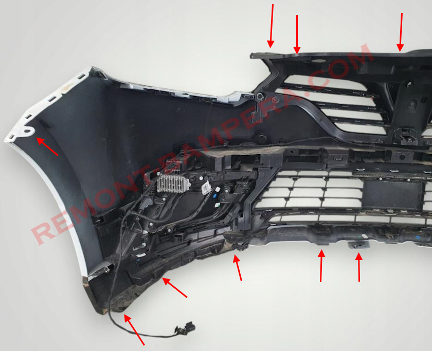 Emplacements de montage du pare-chocs avant du Renault Espace V