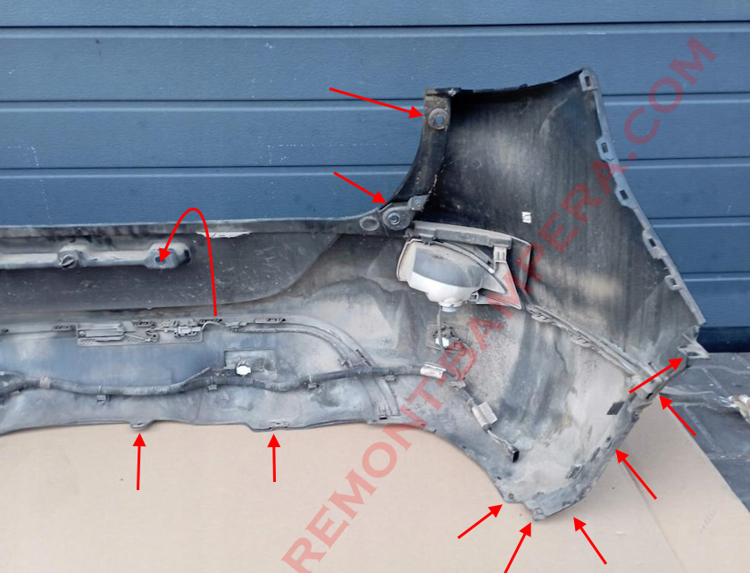Ubicaciones de montaje del parachoques trasero del Renault Kadjar