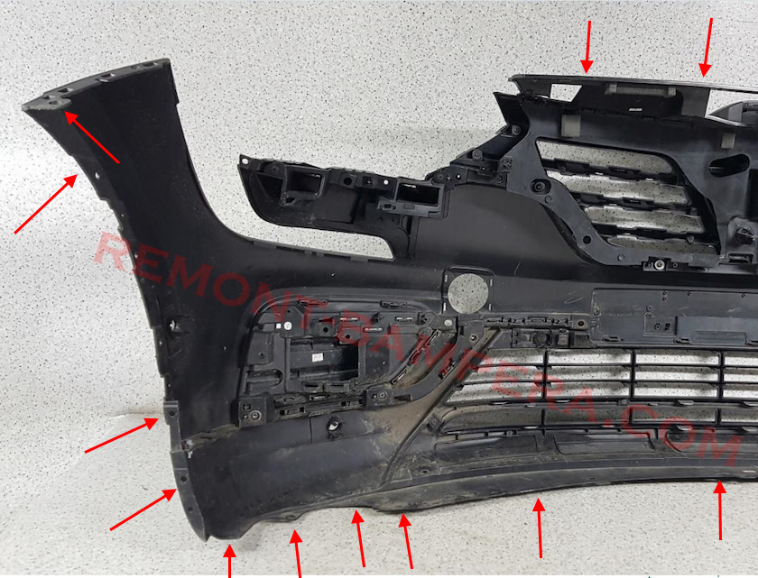 Ubicaciones de montaje del parachoques delantero del Renault Koleos II