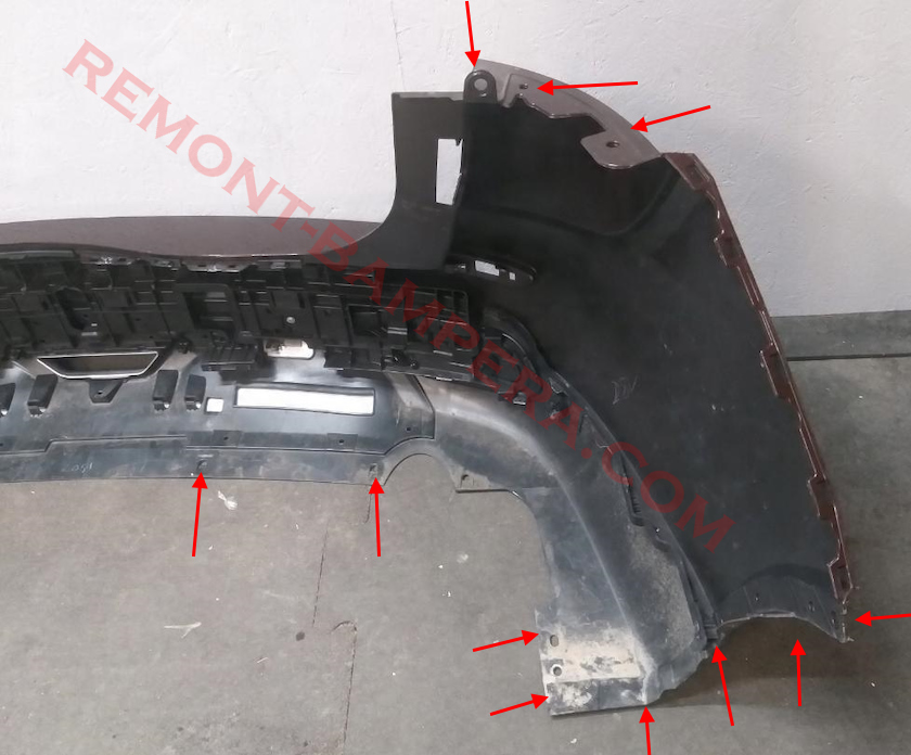 Puntos de montaje del parachoques trasero Renault Koleos II