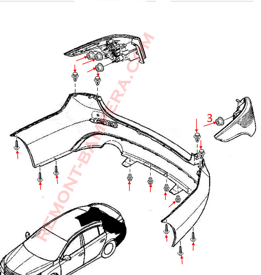 Renault Latitude Rear Bumper Diagram