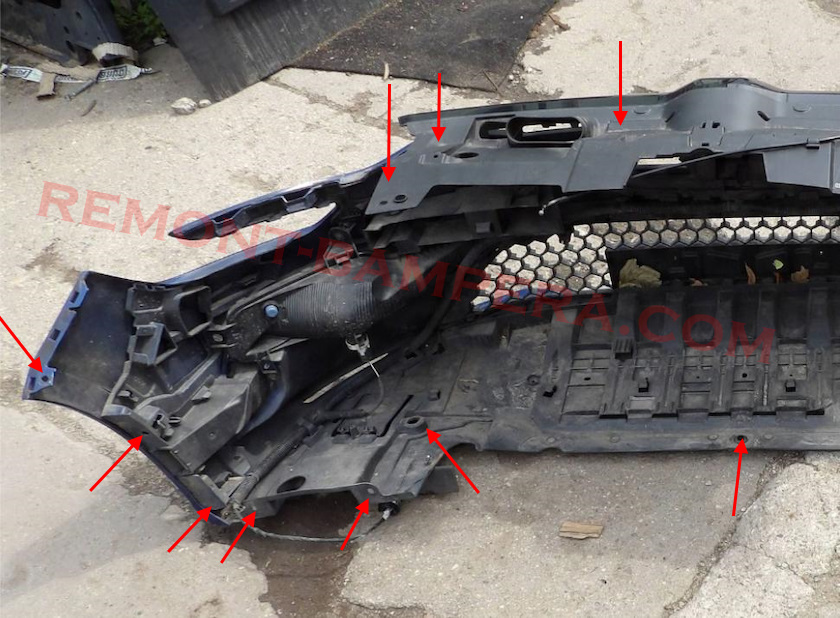 Ubicaciones de montaje del parachoques delantero del Renault Megane IV