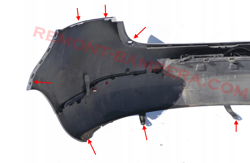 Ubicaciones de montaje del parachoques trasero del Renault Mégane III