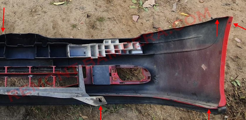 Ubicaciones de montaje del parachoques delantero del Renault Scenic I