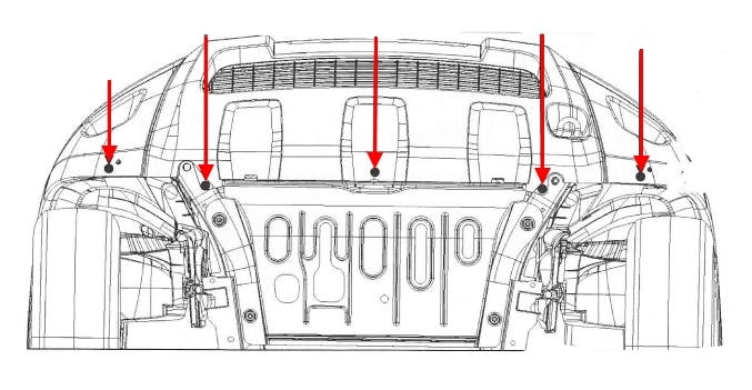 The scheme of fastening of the front bumper Renault (Dacia) Dokker